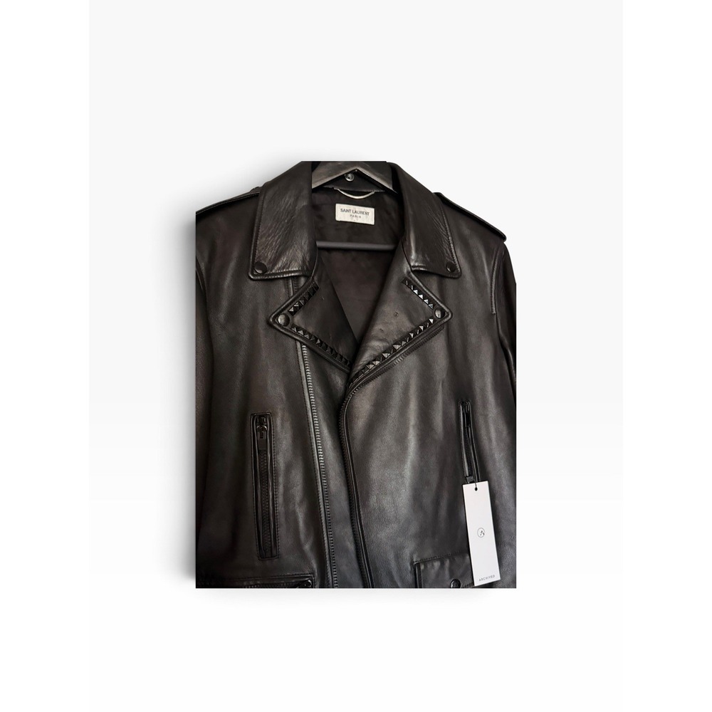 Saint Laurent Paris L01 Studded Lambskin Leather Biker Jacket – Black – Size 54 - Picture 6 of 16